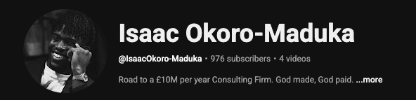 Isaac Okoro-Maduka YouTube channel header